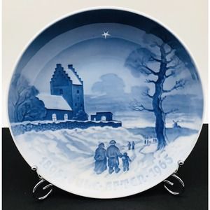 Bing & Grondahl B&G 1895 Jule After 1965 North Star Church Blue White 9" Inch A1